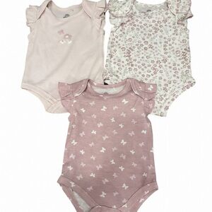Wonderkids Pink and White Baby Bodysuit Trio